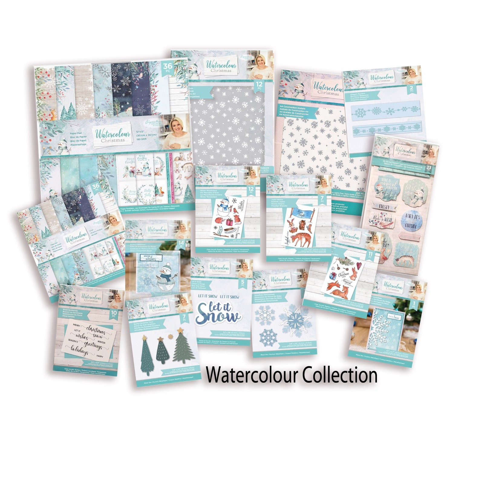 Crafters Companion Watercolour watercolor Christmas Die Stamp stickersFolder