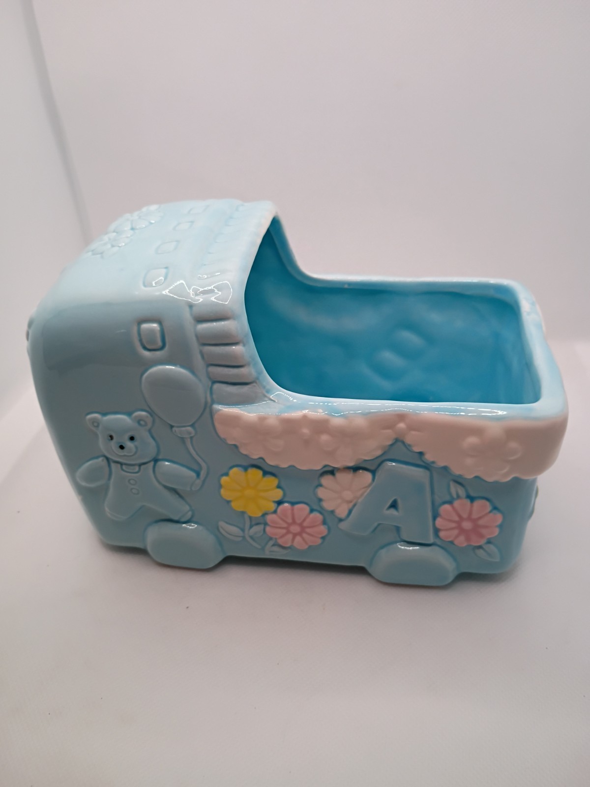 Blue Ceramic Baby Bassinet Planter