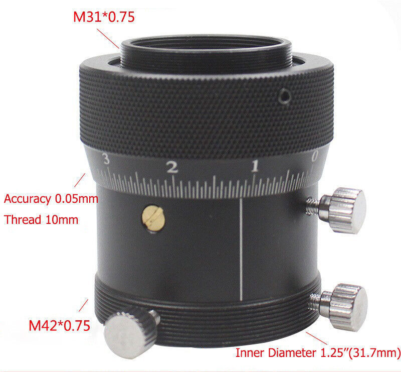 High Precision Double Helical Telescope Focuser w/ 1.25''/2''/SCT/M42 Adapter