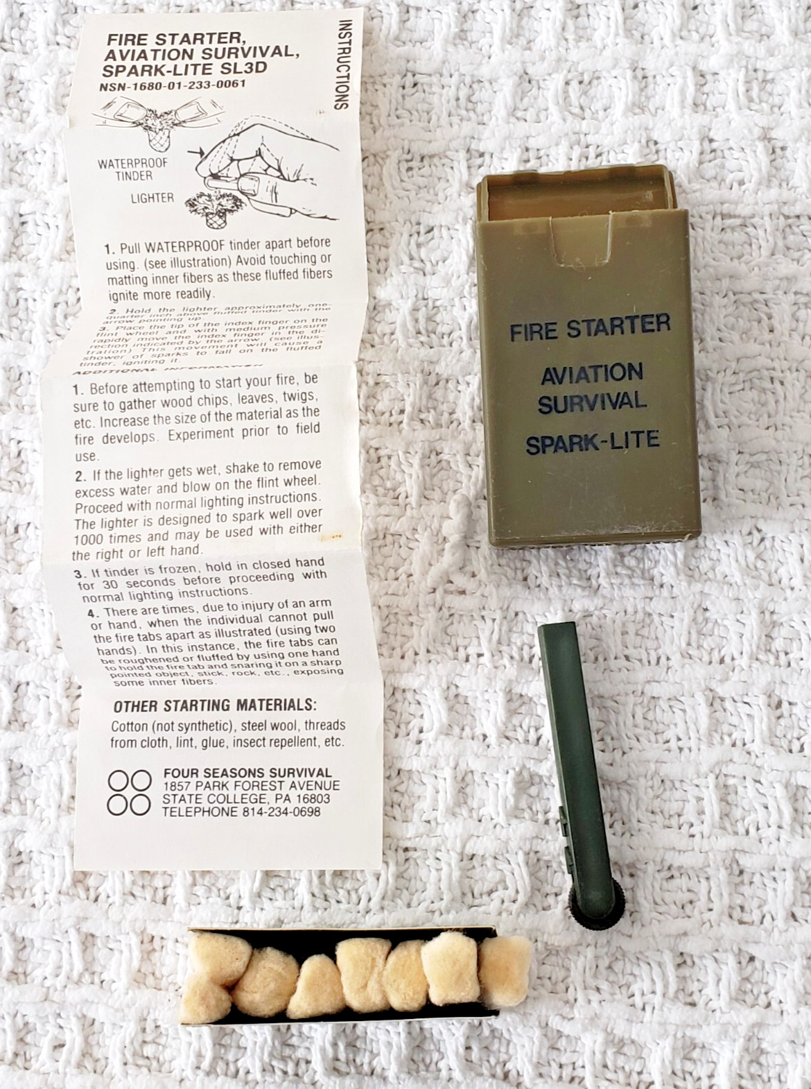 Spark-Lite Aviation/Military Survival Fire Starter Kit, Olive Drab