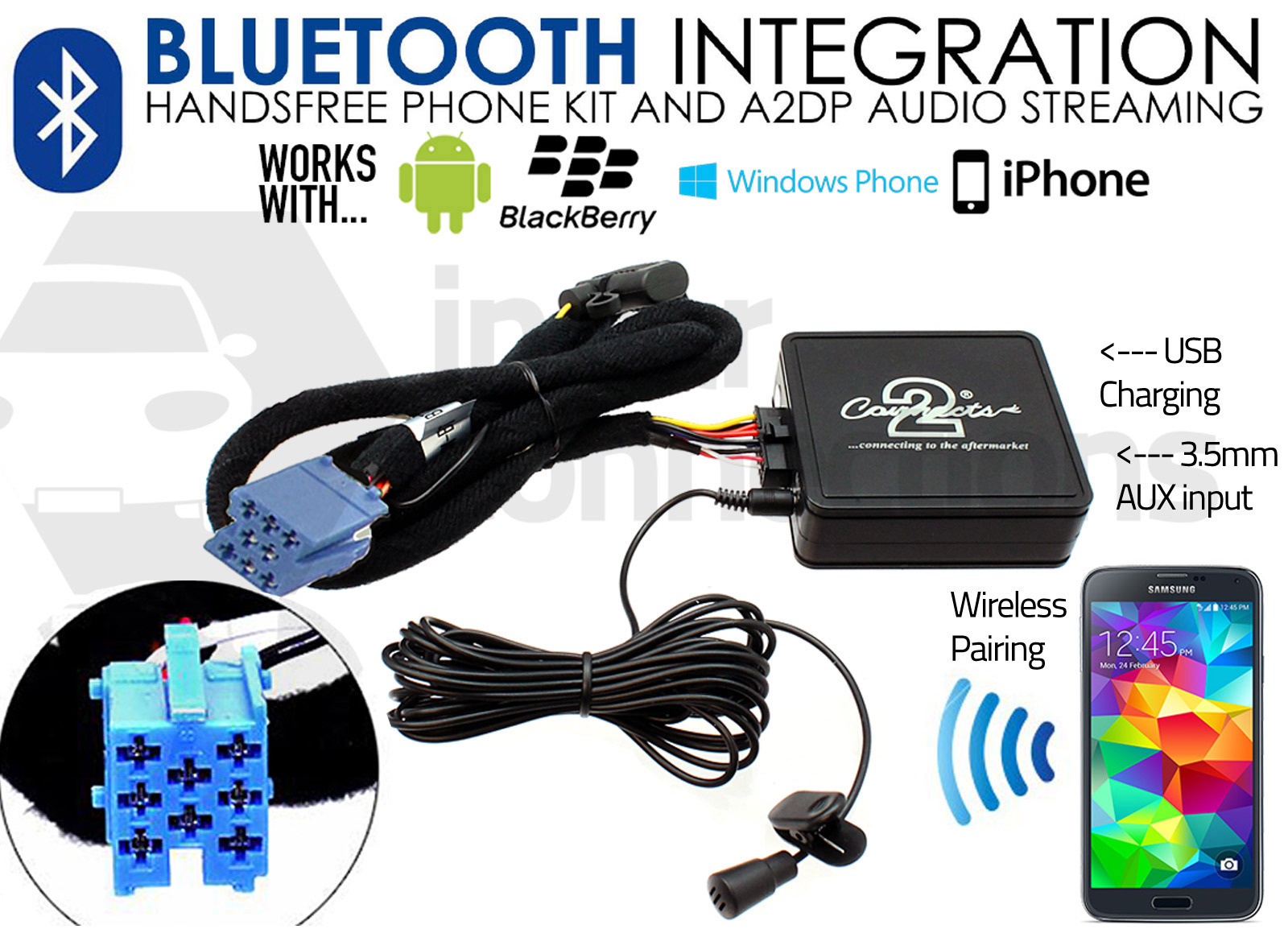 Fiat Bluetooth streaming handsfree calls CTAFABT001 AUX USB MP3 iPhone Samsung