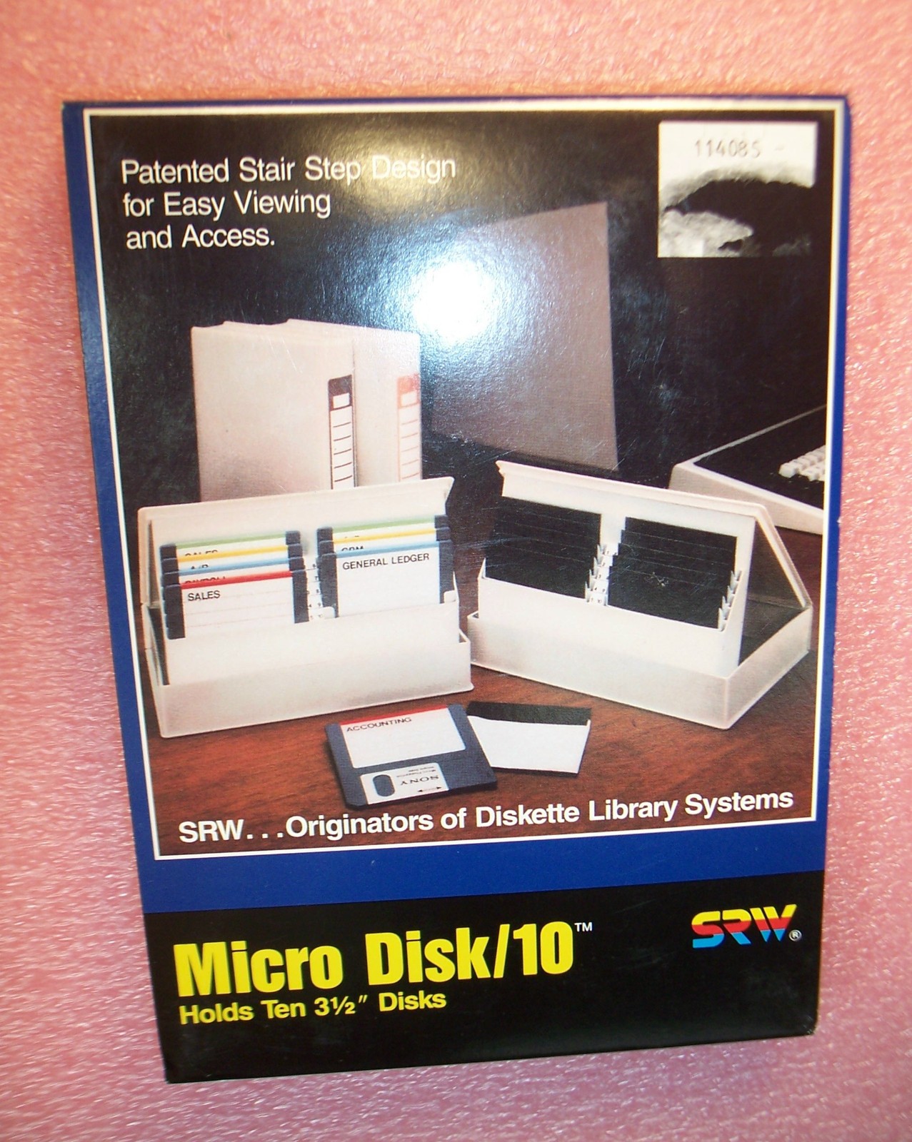 QTY (1) MICRO DISK/10 FLOPPY DISK STAIR STEP HOLDER..HOLDS (10) 3.5" DISKS NOS