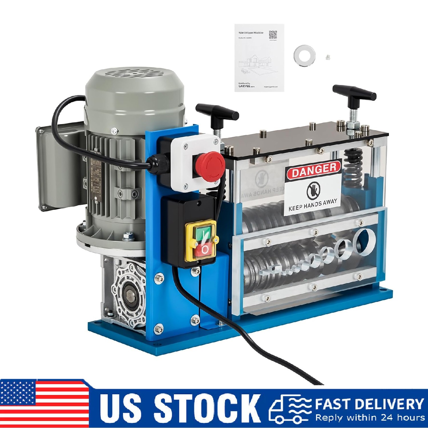 370W Electric Wire Stripping Machine ,Portable Scrap Cable Stripper 0.06"-1.5"