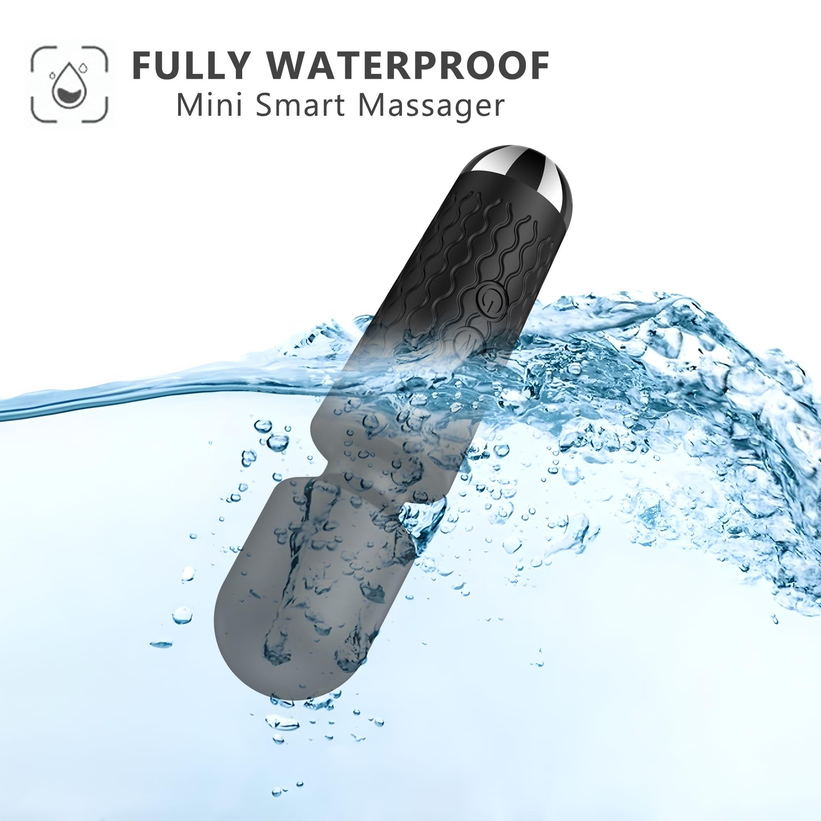 BitOffun Personal Back Massager - Handheld Waterproof & Rechargeable Black