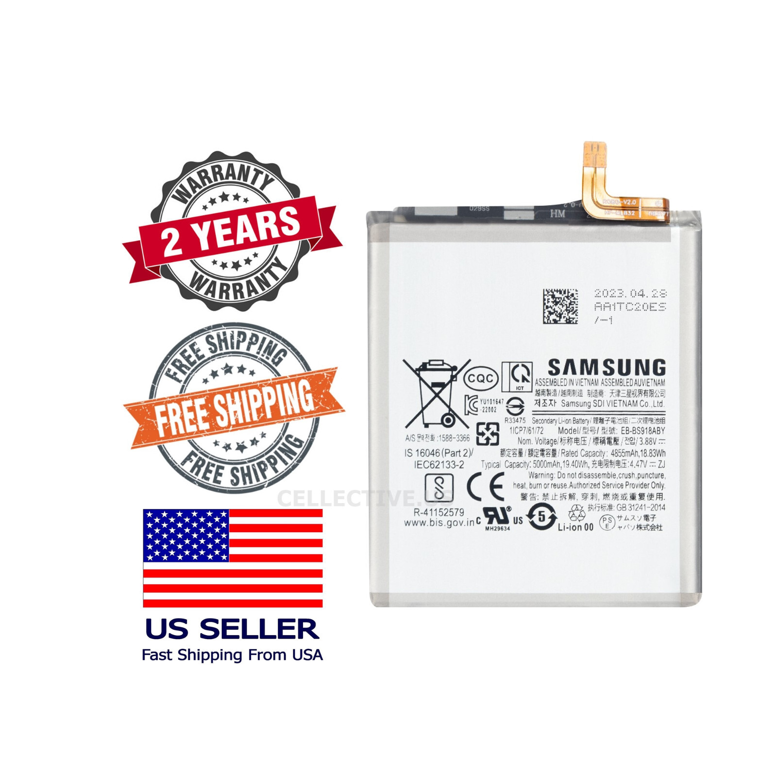 New OEM Samsung Galaxy S23 Ultra Battery EB-BS918ABY Genuine Replacement 5000mAh
