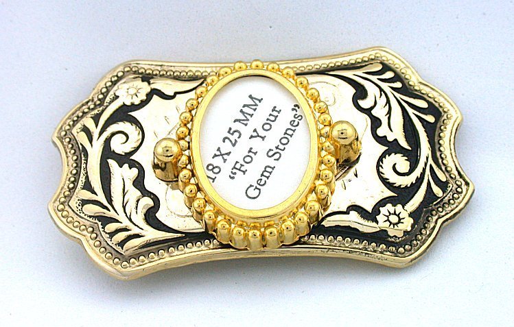 25x18 25mm x 18mm Cabochon Cab Southwest Gold Color Belt Buckle Mounting