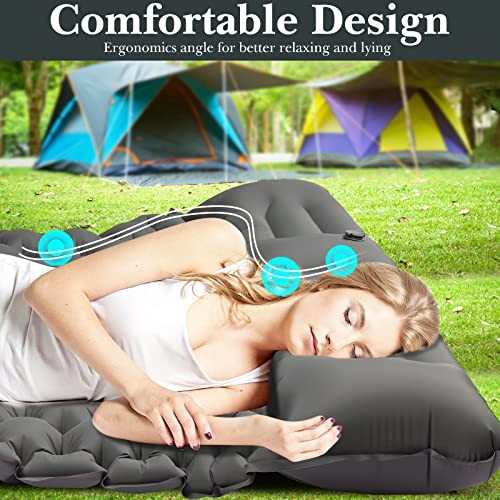 Double Sleeping Pad for Camping - 4" Extra Thick Self Inflating Air Grey-full