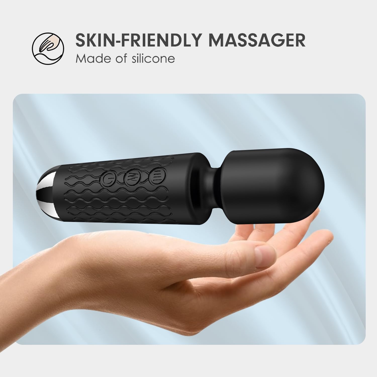 BitOffun Personal Back Massager - Handheld Waterproof & Rechargeable Black