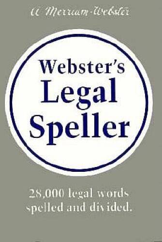 Websters Legal Speller - Hardcover By Springfiel - GOOD