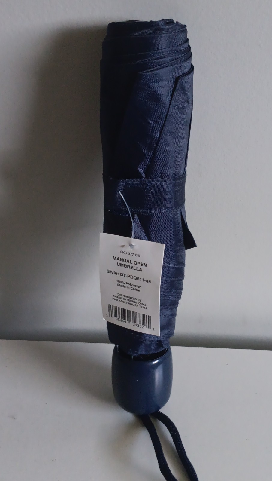 Navy Compact Folding Umbrella 100% Polyester Solid One Size for Men
