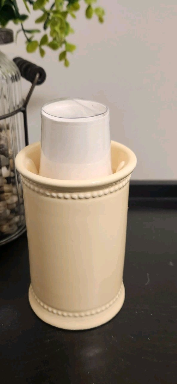 Martha Stewart Everyday Beaded Ceramic Bathroom Cup Dispenser Yellow