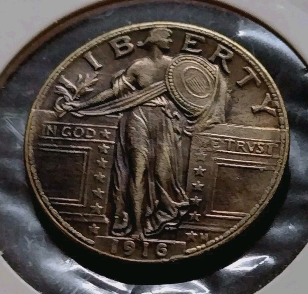 US Old Novelty-Restrike (1916) Standing Liberty Silver Plated. High Relief.