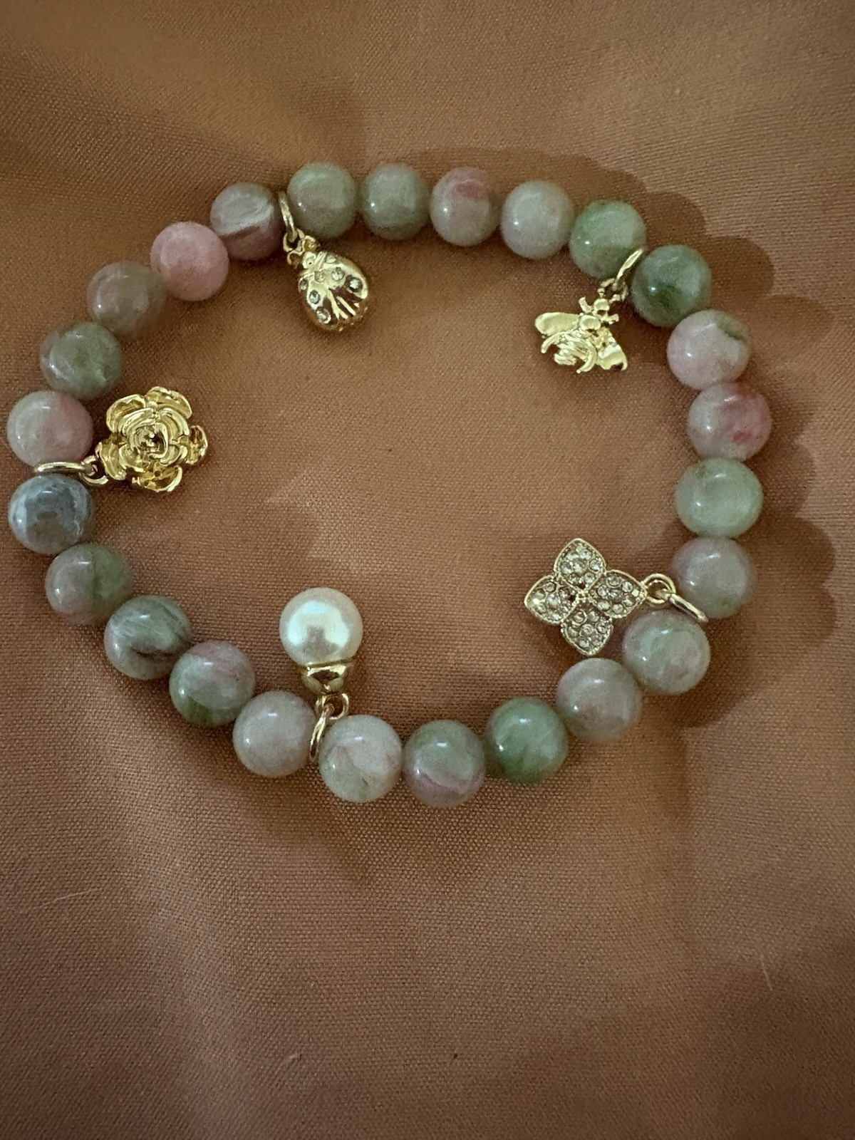 Handcrafted Multicolor Gemstone Beaded Charm Bracelet Stackable Nature Dangle