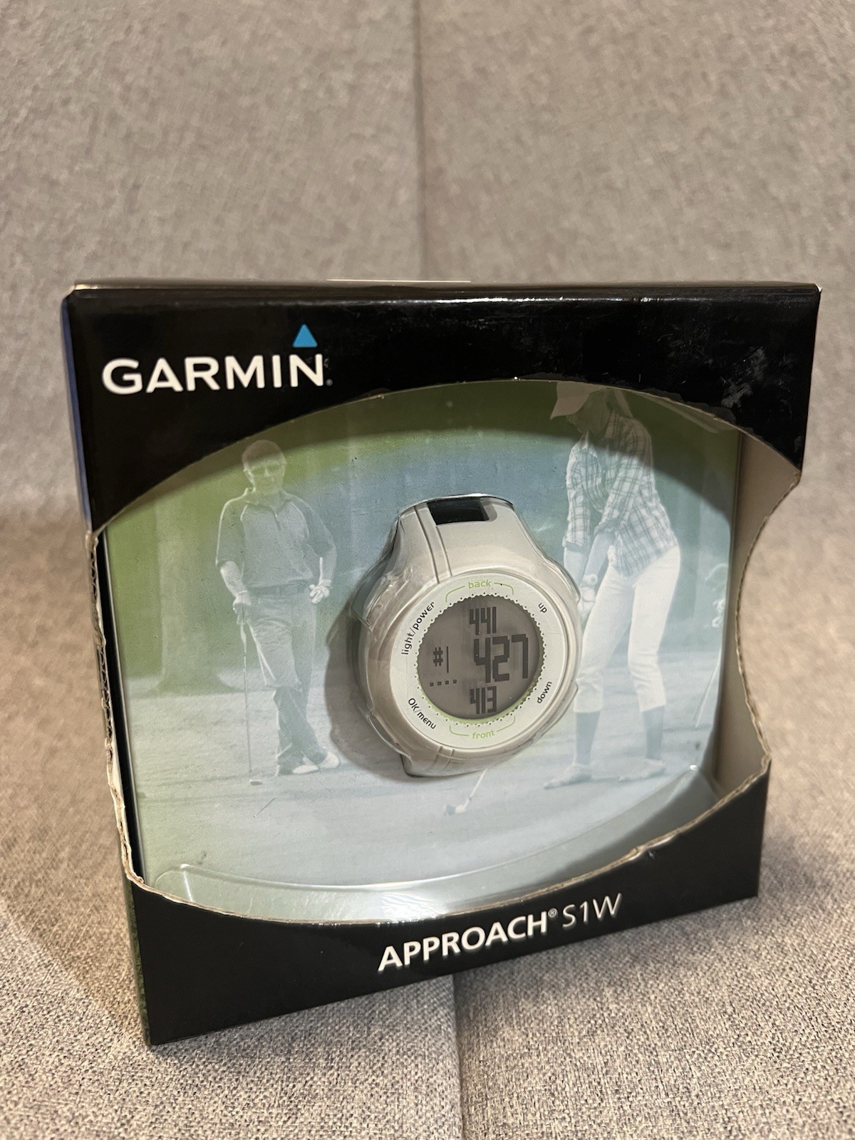 Garmin Approach S1W GPS Golf Watch White Open Box Complete BAND CRACKED Read Des