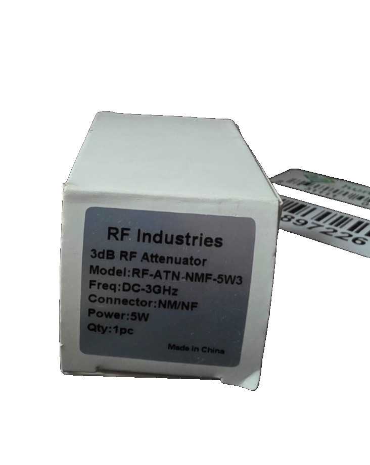 RF Industries RF-ATN-NMF-5W2 2dB RF Attenuator , 3GHz DC , NM-NF , 5 Watt