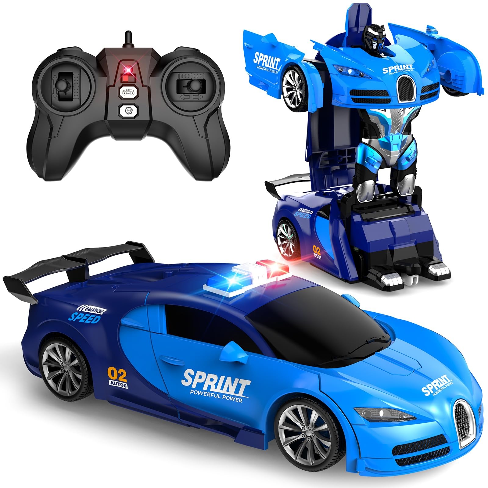 AONEPTR Remote Control Car, One-Click Becoming Robot Transforming Toys Car fo...