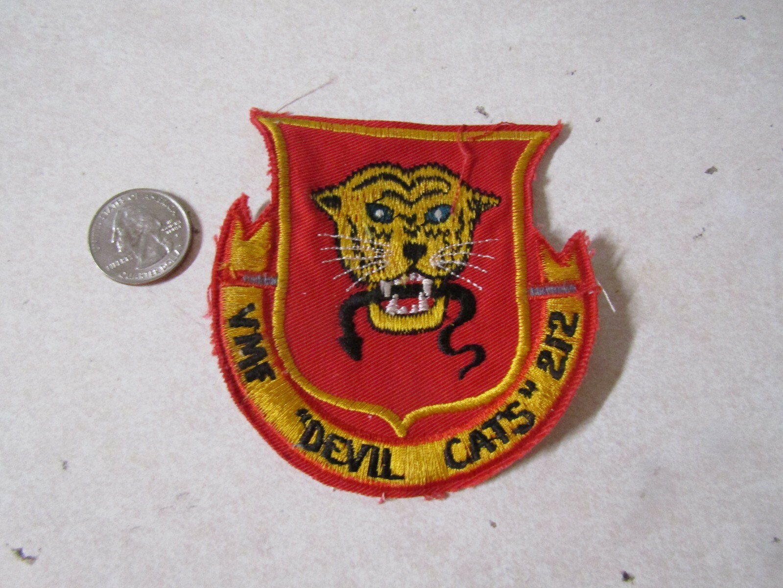MILITARY PATCH OLD VIETNAM ERA VMF DEVIL CATS 212