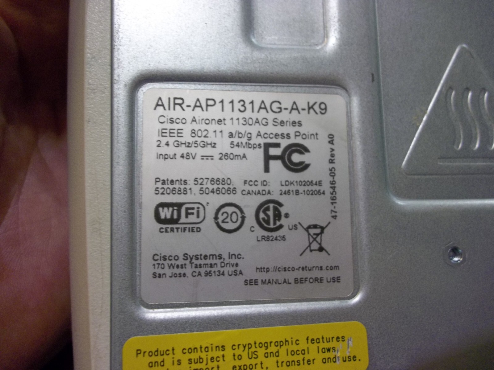 CISCO AIRONET AIR-AP1131AG-A-K9 WIRELESS ACCESS POINT (802)