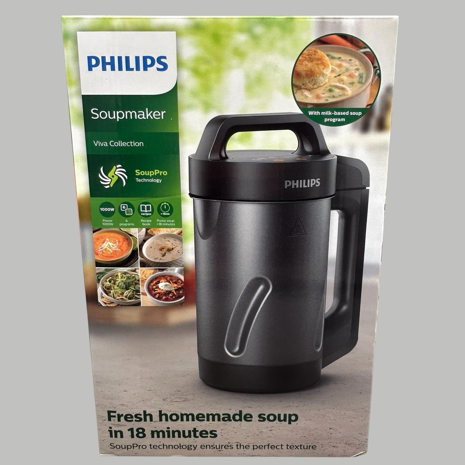 NEW Philips Viva Collection HR2204 FreshSoup Maker 1.2 L - 100w Black SOUP NEW