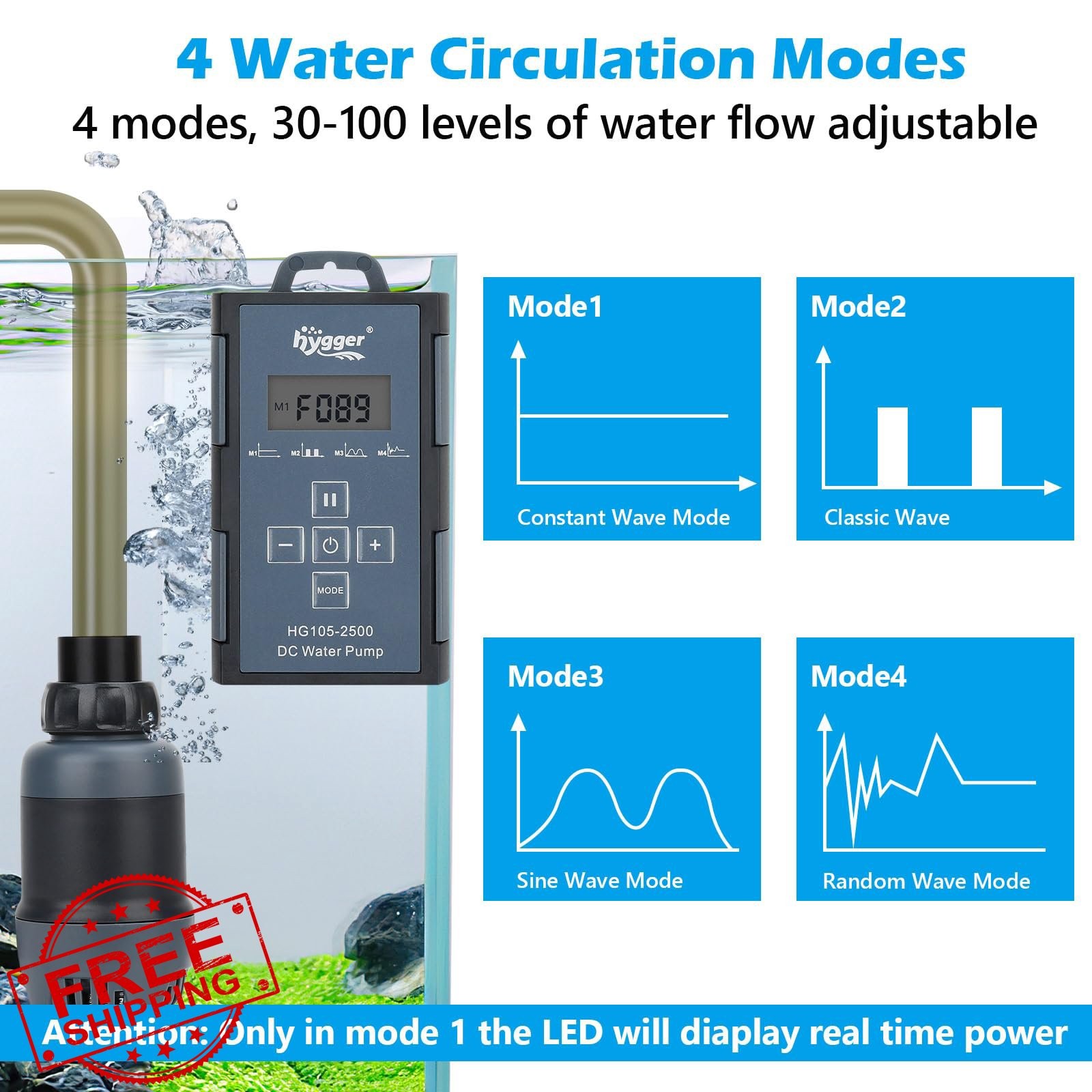 hygger Aquarium Pump 925GPH 35W 24V DC Submersible Controller