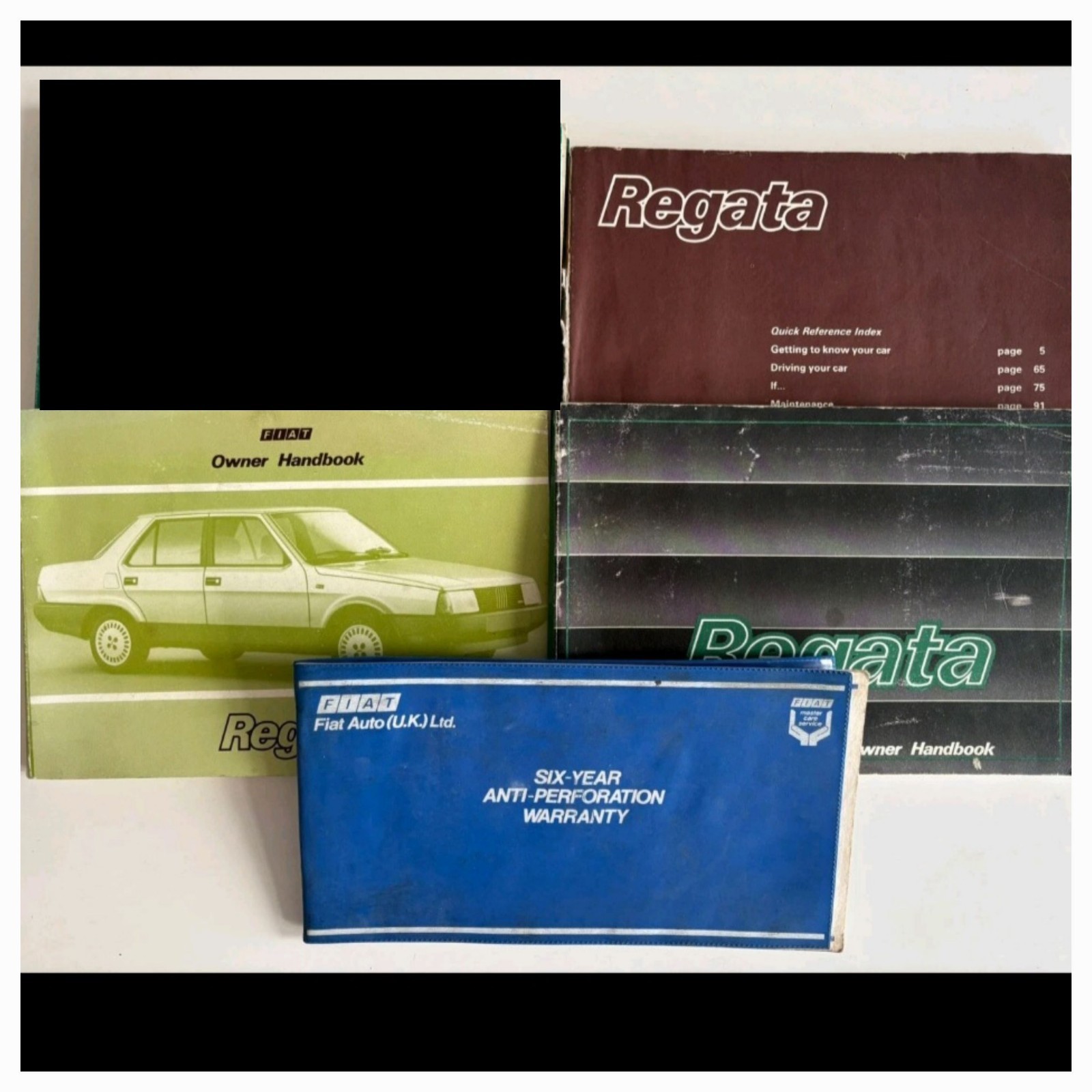Fiat Regata  Handbooks & 1 Fiat warranty Booklet blank
