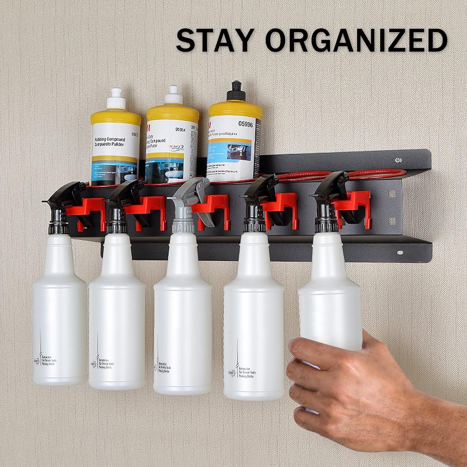New Spray Bottle Storage Rack Car Detailing Tools Organizer Holder Wall-mounted