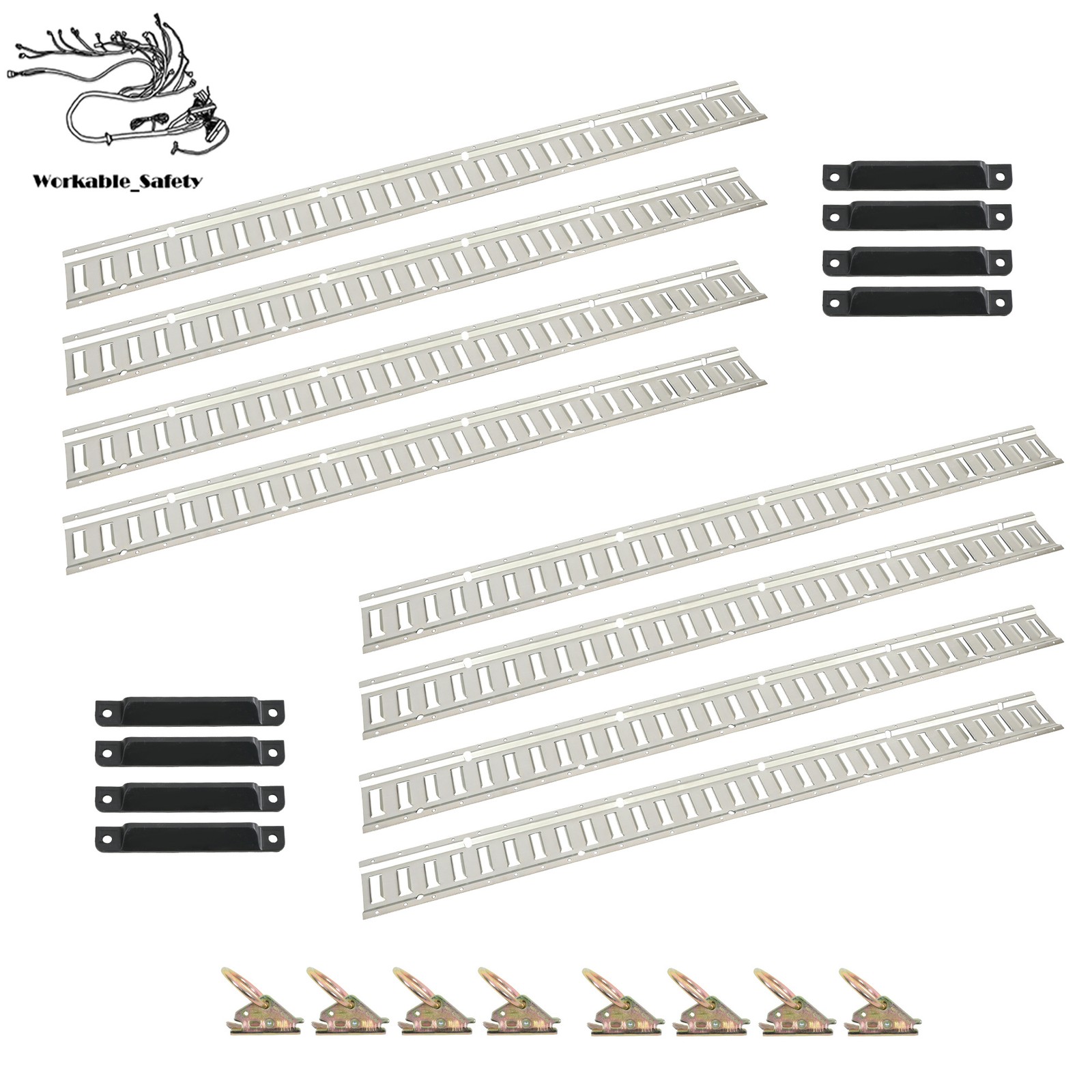 Silver 24 Pack 5 Foot E Track Rails, Zinc Plated Fit For Cargo Trailer Tie Down
