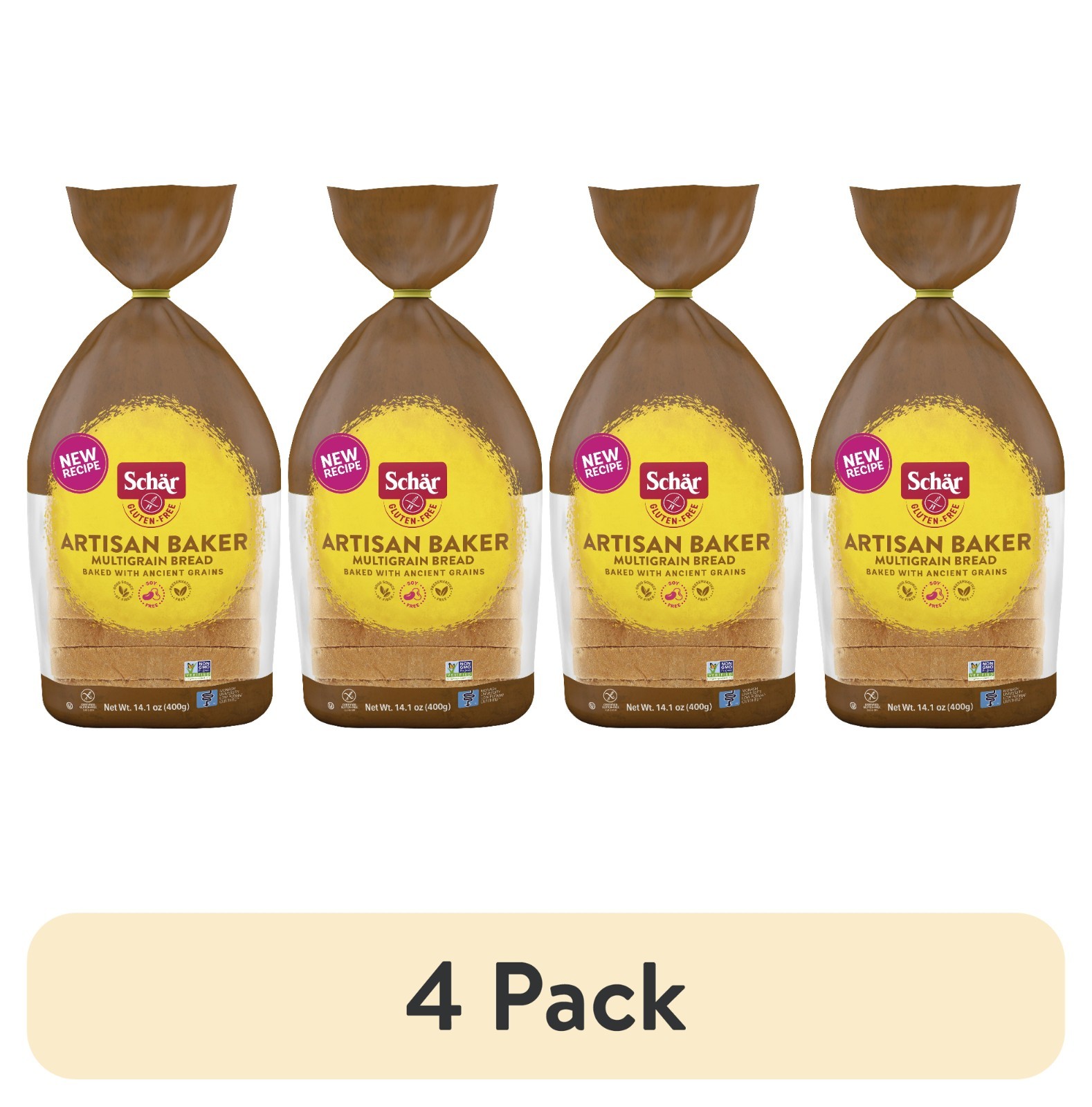 Schar Gluten Free Artisan Baker Sourdough Bread 4 Pack Multigrain Loaf Multigrai