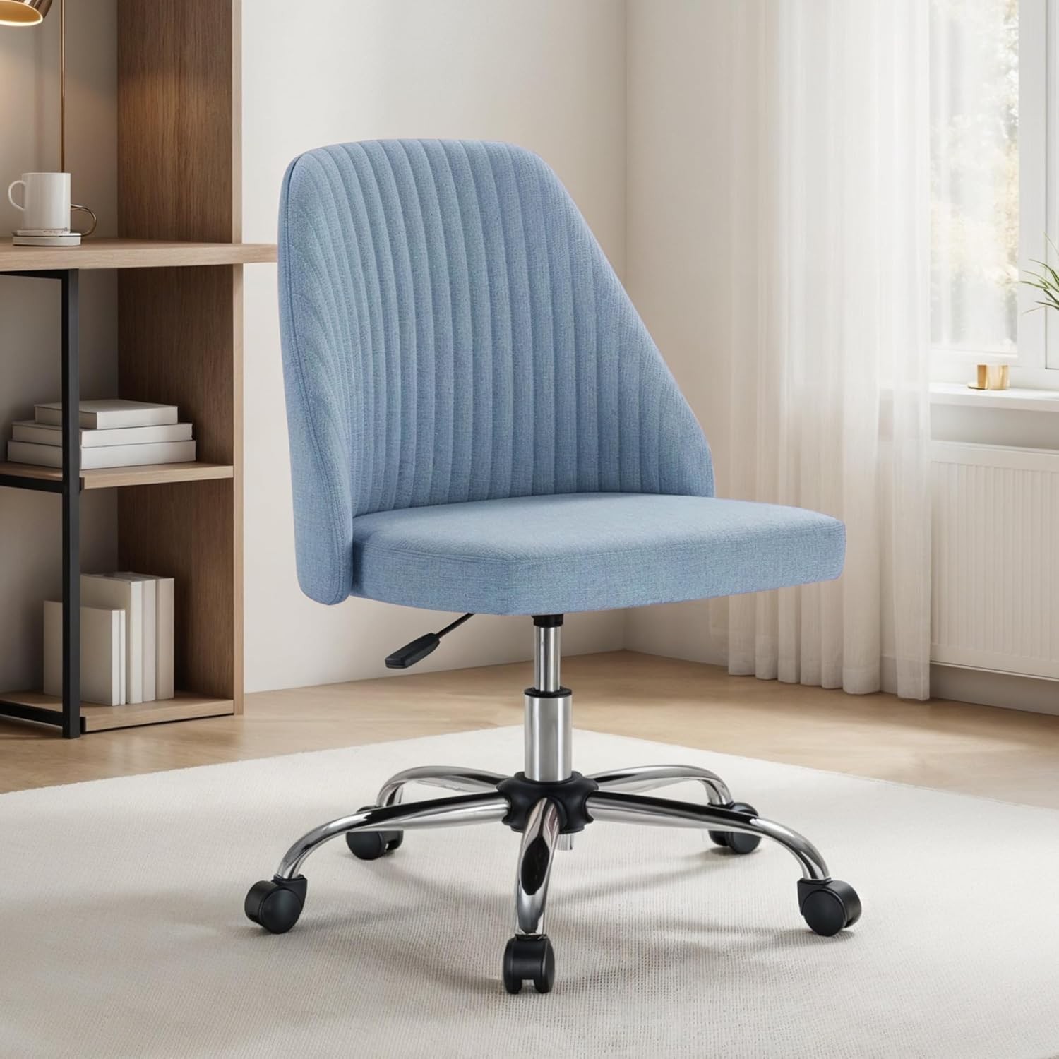 Armless Office Desk Chair Modern Cute Swivel Vanity Chair Comfy Home Office