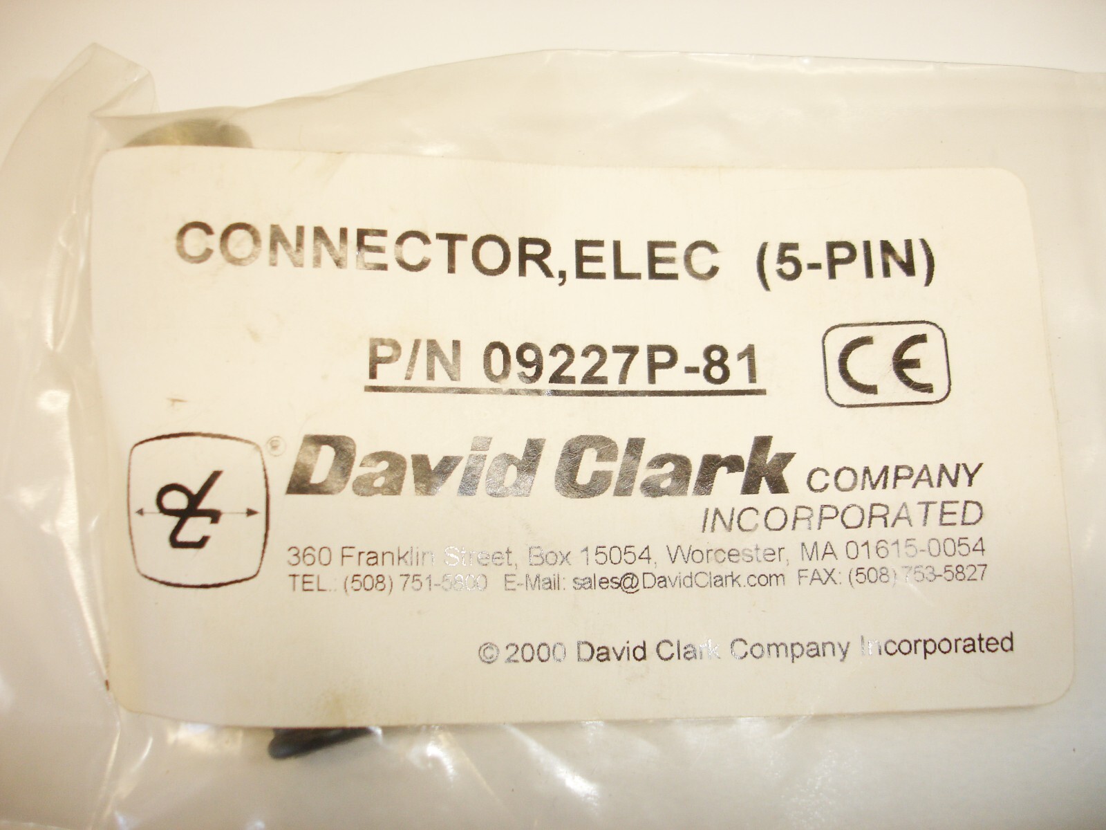 David Clark Radio Interface Adapter P/N : 40107G-01