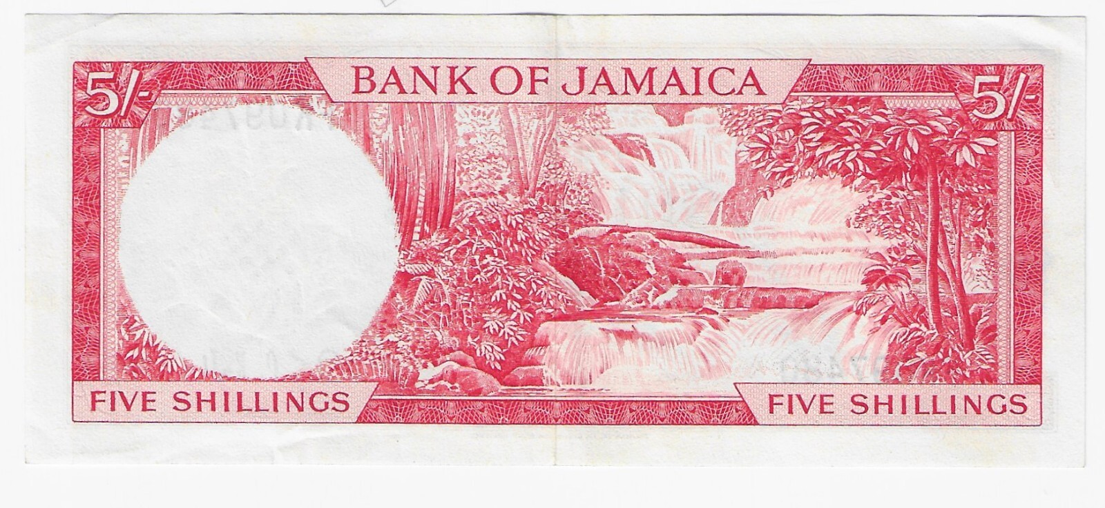Jamaica Five Shilling P51Ac Red EF Extra Fine Nice note