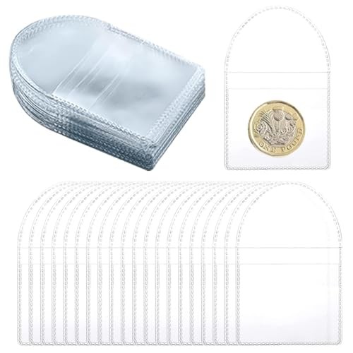 2.5x2.5 InchPCS Coin Protector Sleeves Single Pocket Flips for Collectible 50