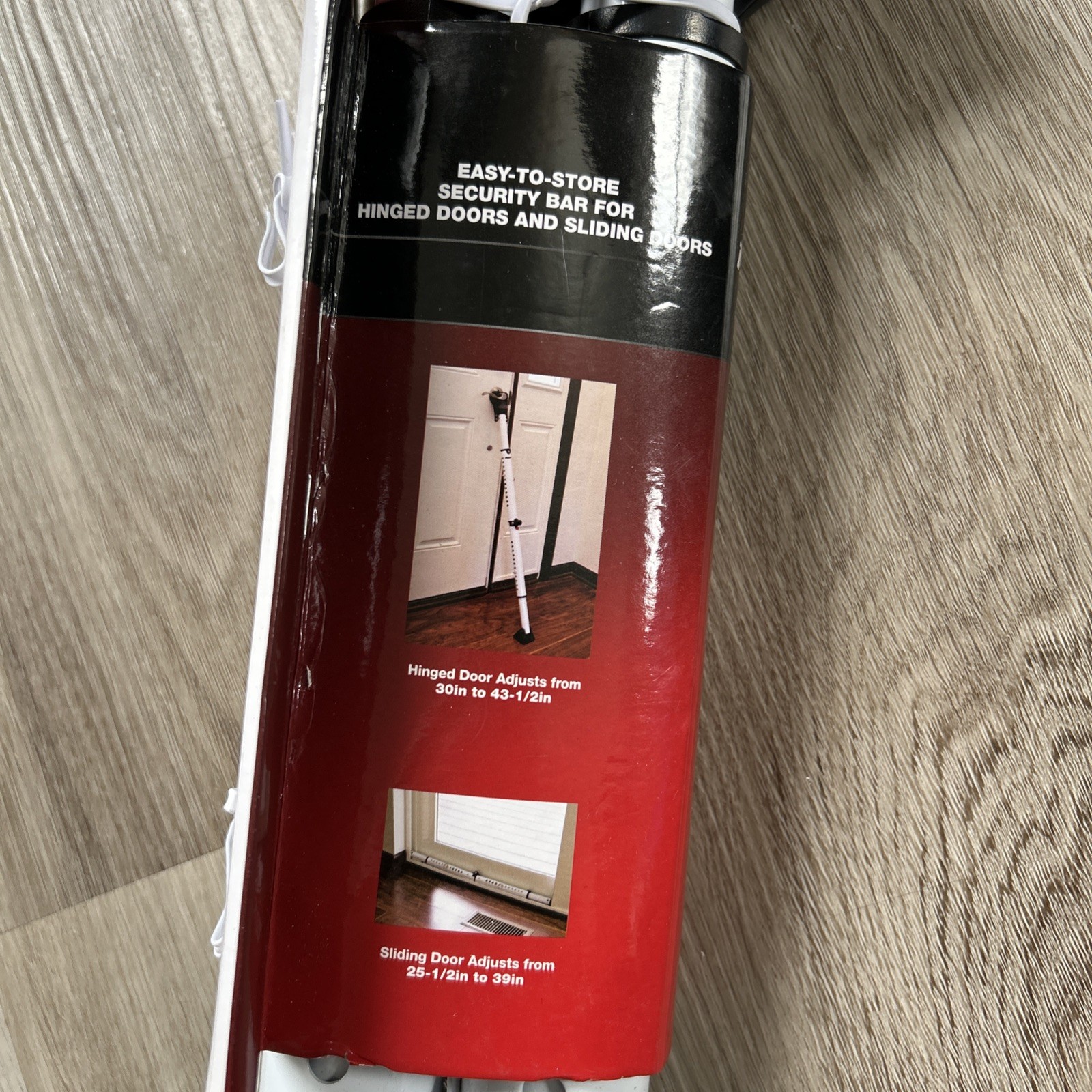 Master Lock Sliding Door Stopper Security Bar Adjustable Hinged Knob Brace NEW