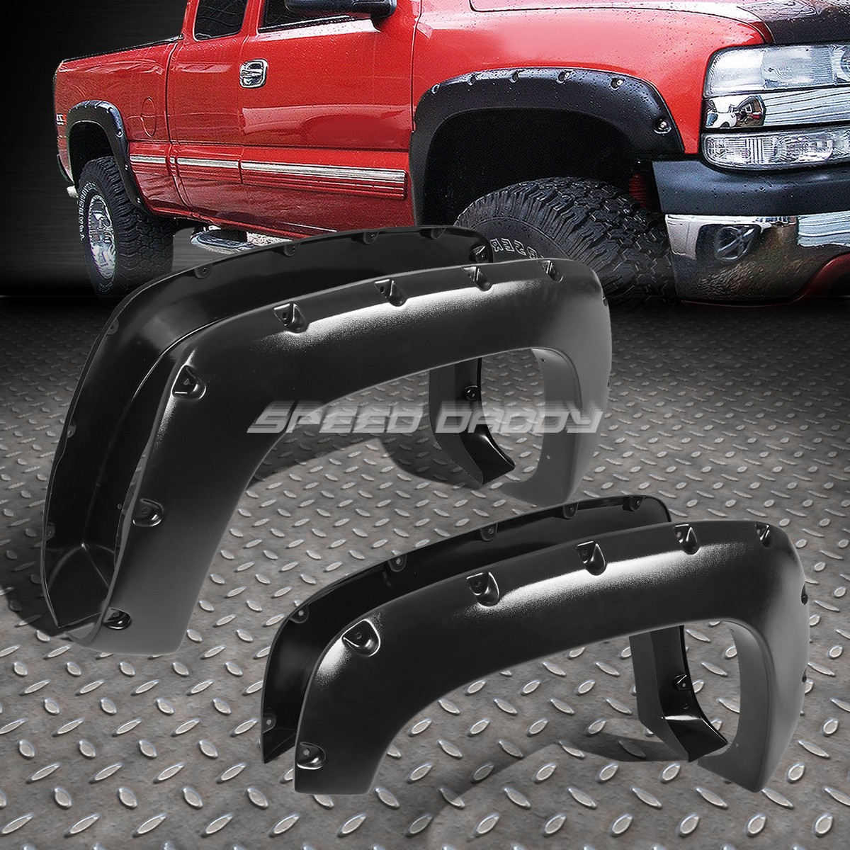 FOR 88-99 CHEVROLET GMC Fleetside 3" MATTE POCKET-RIVETED WHEEL FENDER FLARES