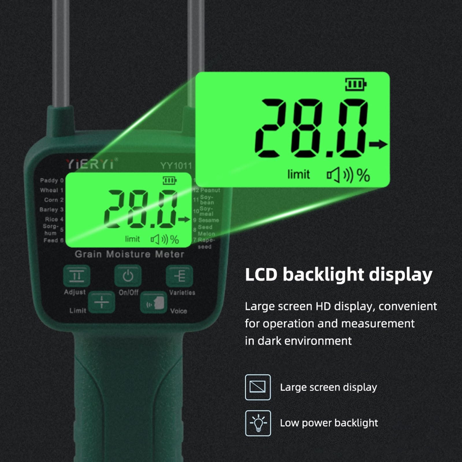 Hay Moisture Tester Meter, Portable Digital Probe Tester with LCD, Grain mois...
