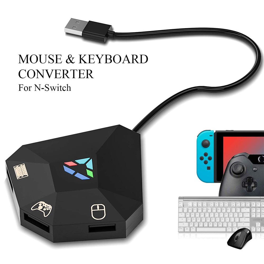 NS Wired USB Connection Keyboard and Mouse Adapter LED Indicator Converter