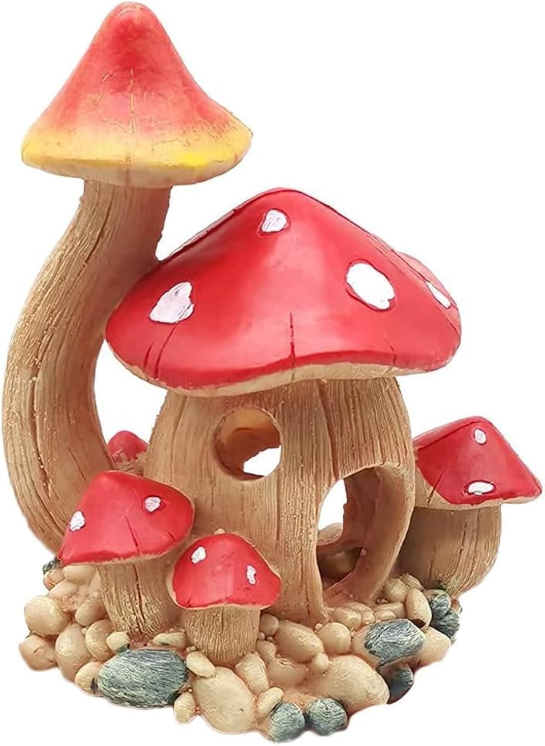 RUIAN Aquarium Decorations Mushroom House Fish Tank Cave Ornament Red，yellow
