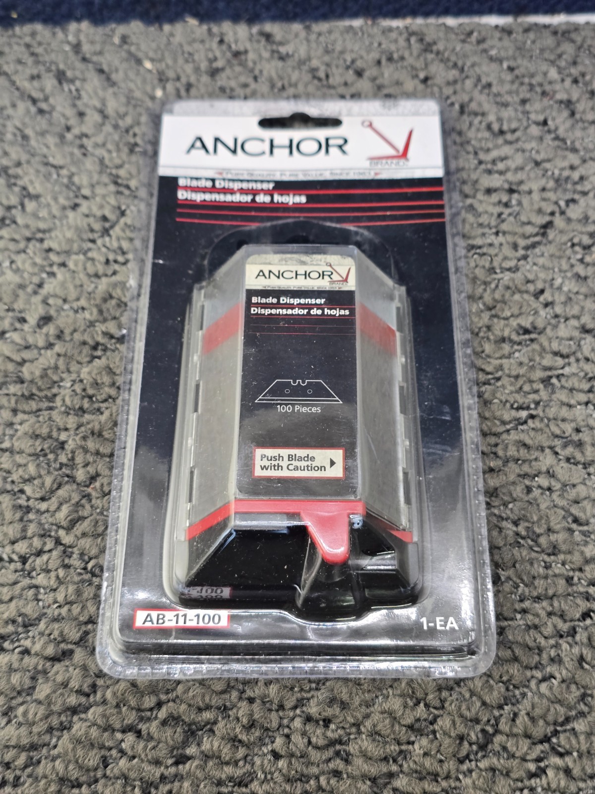 (QTY 100) Anchor AB-11-100 Utility Knife Blades w/ Wall-Mounted Steel Dispenser