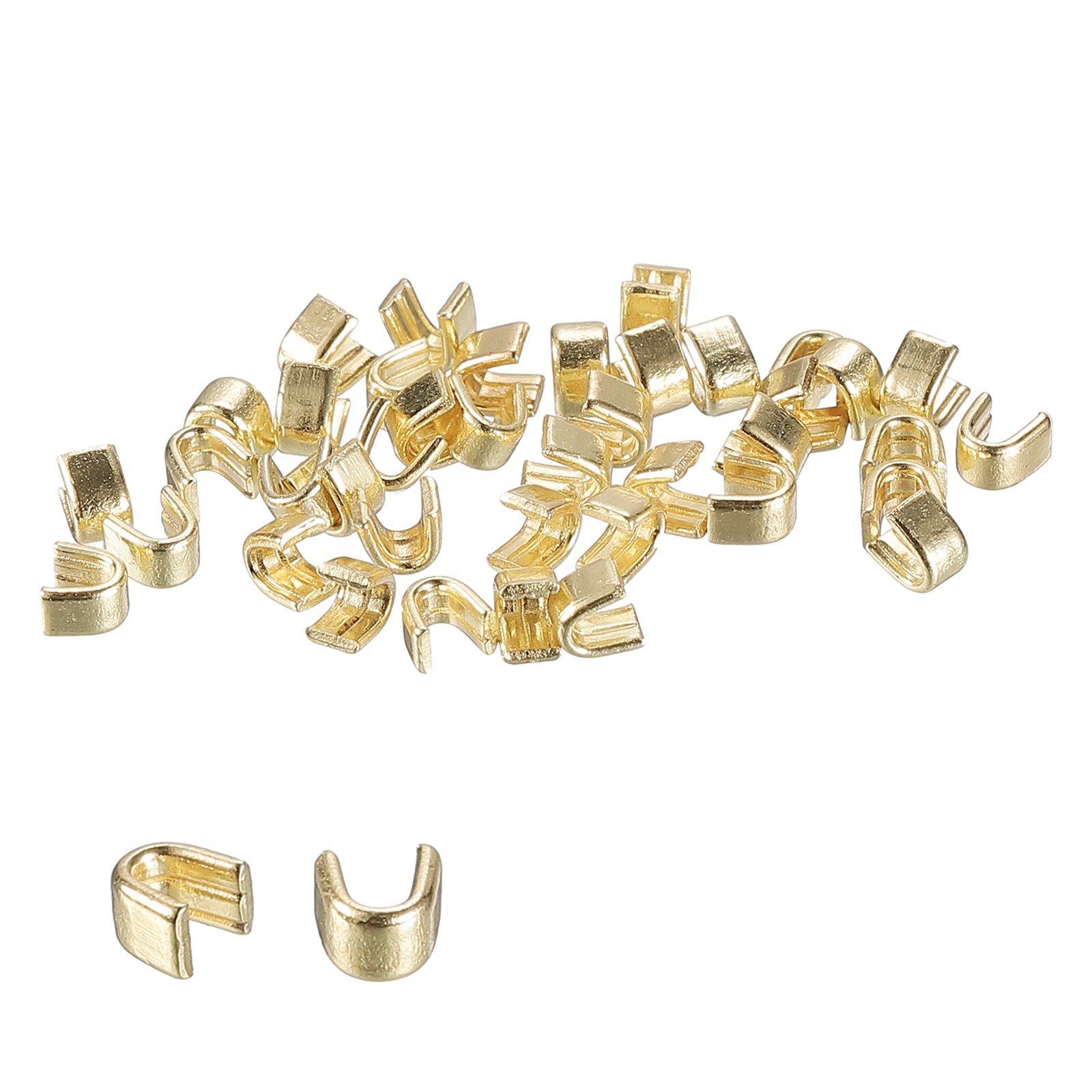 40Pcs #3 U Shape Top Stoppers for Zippers Replacing, Light Golden