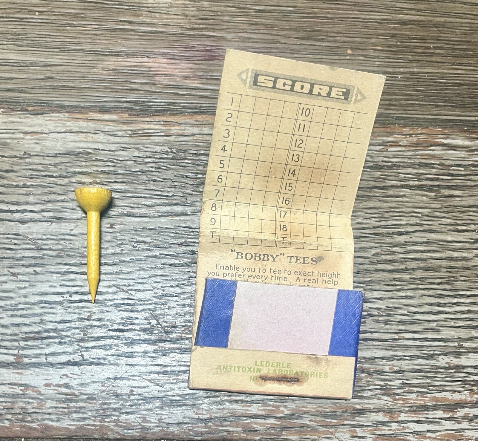 Vintage Matchbook Golf Old Bobby Tees Advertising Holder Scorecard Bank Troy NY