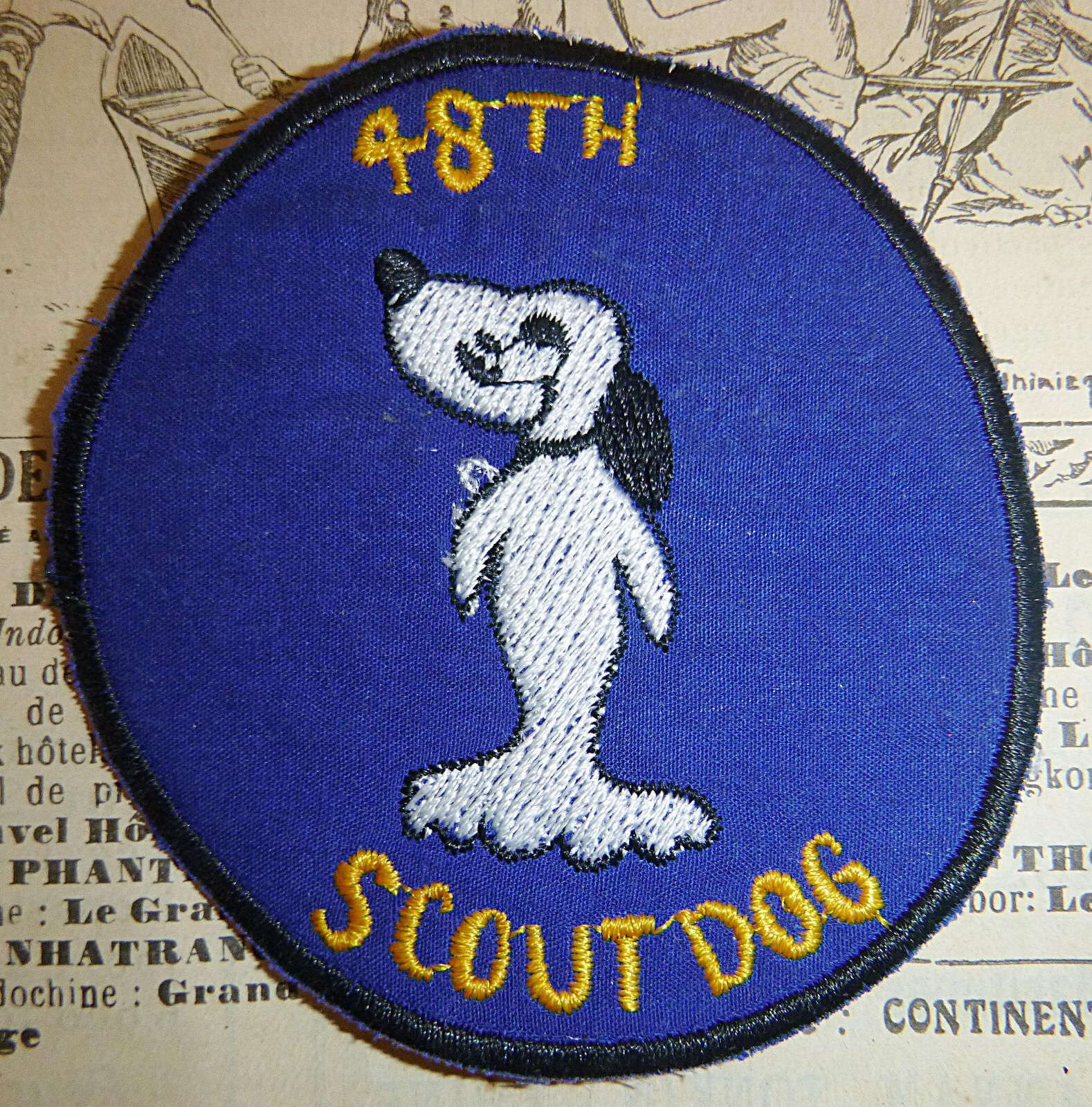 SNOOPY PATCH - 48th Scout Dog Platoon - Combat Tracker - Vietnam War - M.347