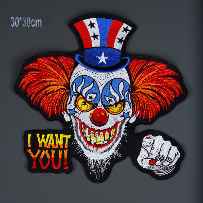 11.8'' Inches Huge Large Embroidery Patches Clown I Want You ! For Jacket Back