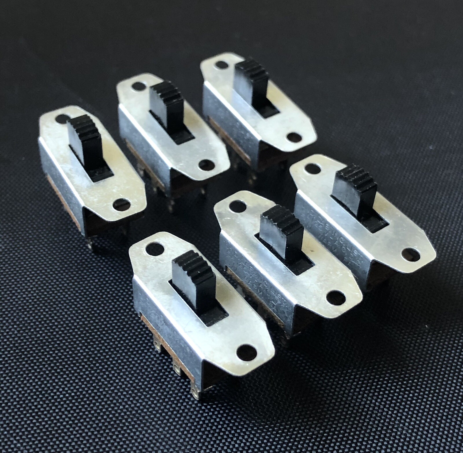 CW .5A 125V Slide Switches, Lot Of 6, 43110C01-146 DPDT  Vint NOS, Guitar Pedal?