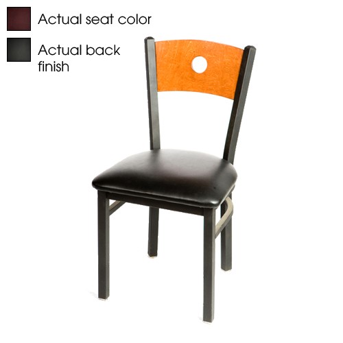 Oak Street Mfg Bullseye Black Wood Back Chair w/Wine Vinyl Seat