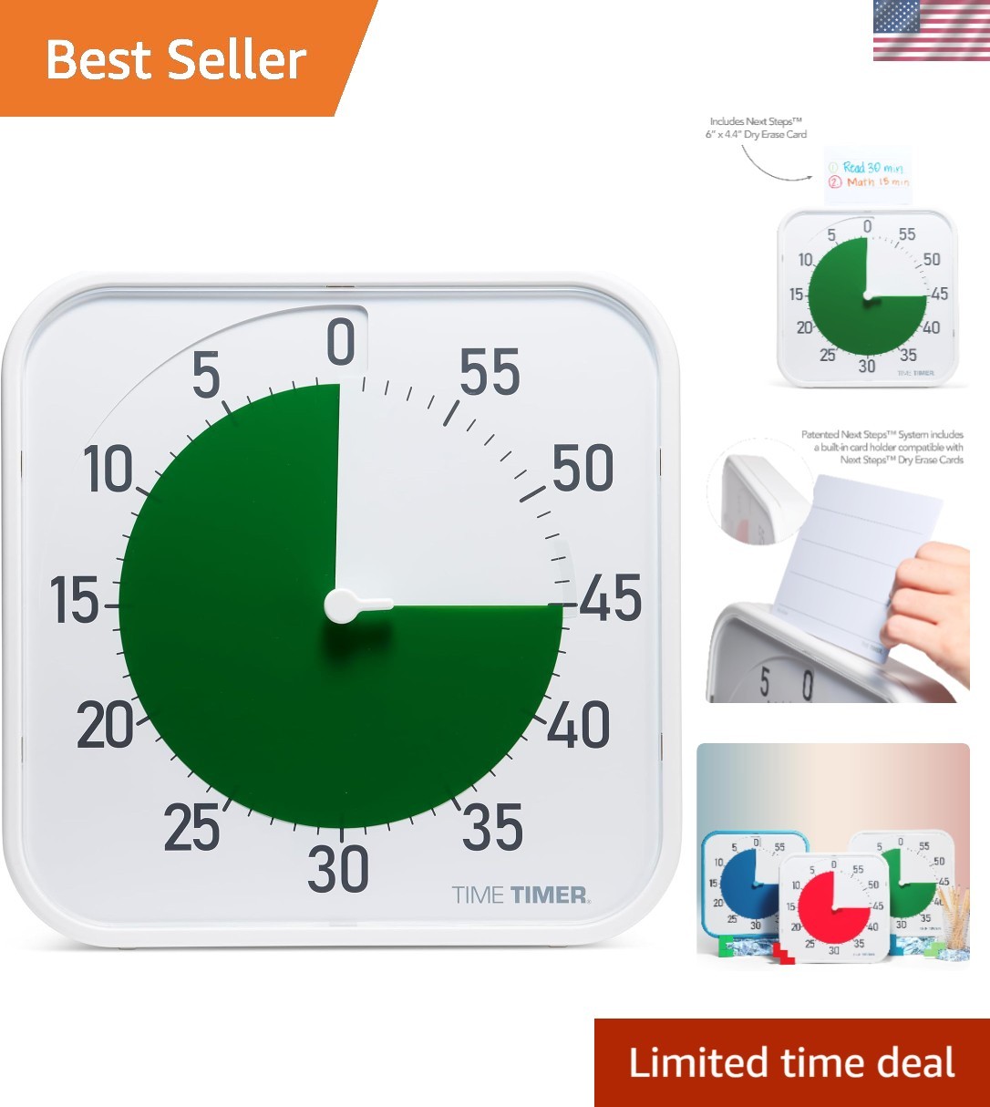 12" Visual Countdown Timer – Large 60-Minute Silent Classroom Visual Timer fo...