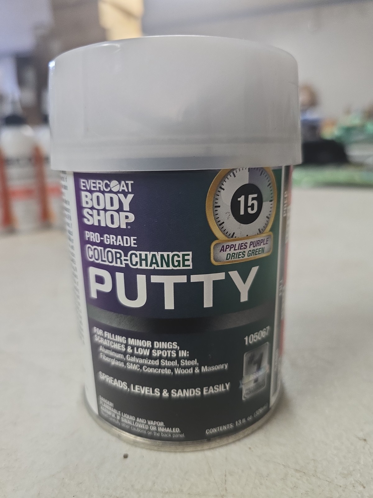 Evercoat Body Shop 105067 Pro-Grade Color-Change Putty Dings Scratches 13 Fl Oz.