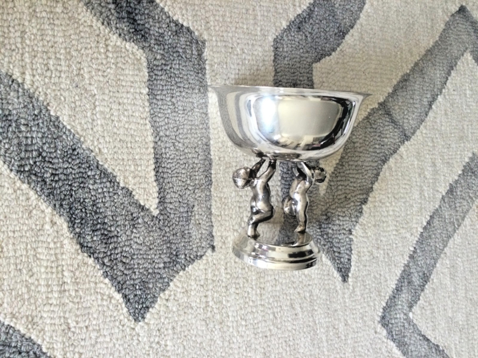 Vintage 1958 Lehman Bros Silver Plated Pedestal Cupids Compote Dish