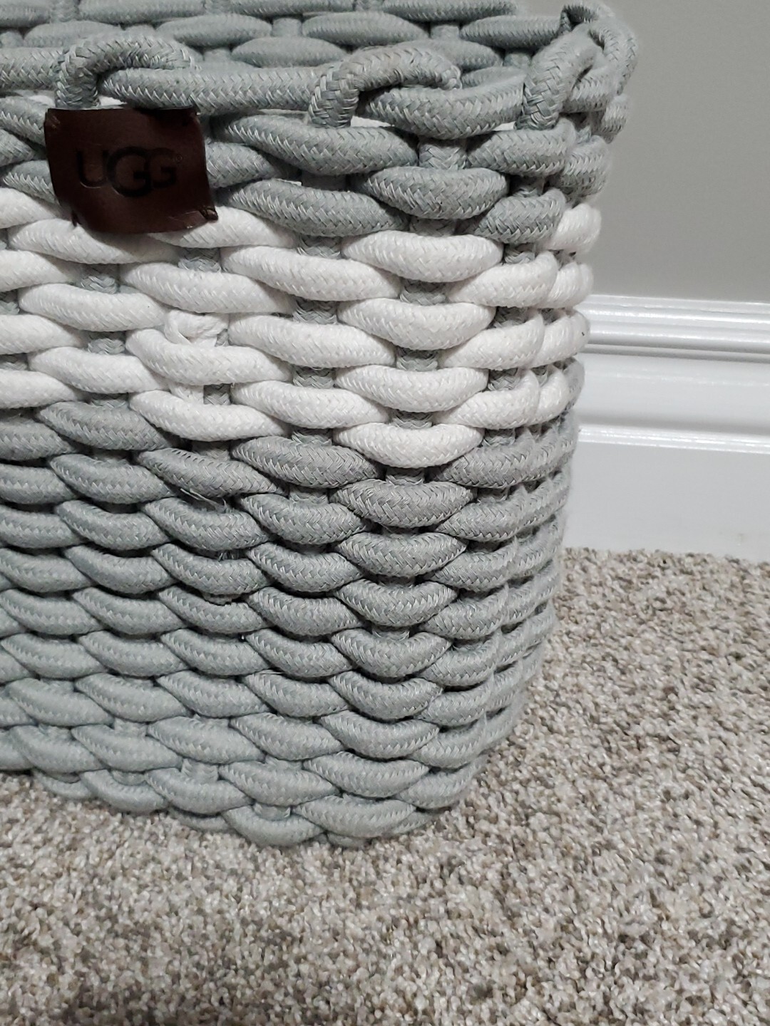 UGG Woven Thick Chunky Braided Basket Bin Sage Gray