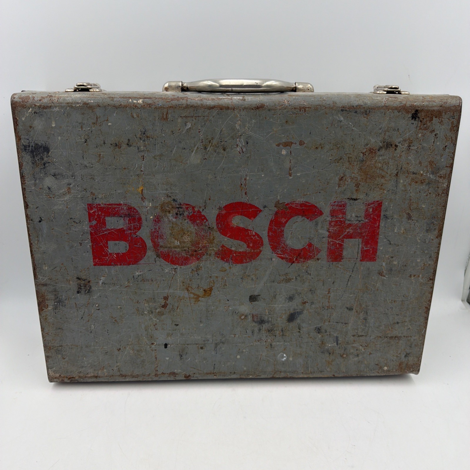 BOSCH Vintage Metal Tool Case 19"x14"x4.5" Good Latches Heavy Duty Case only