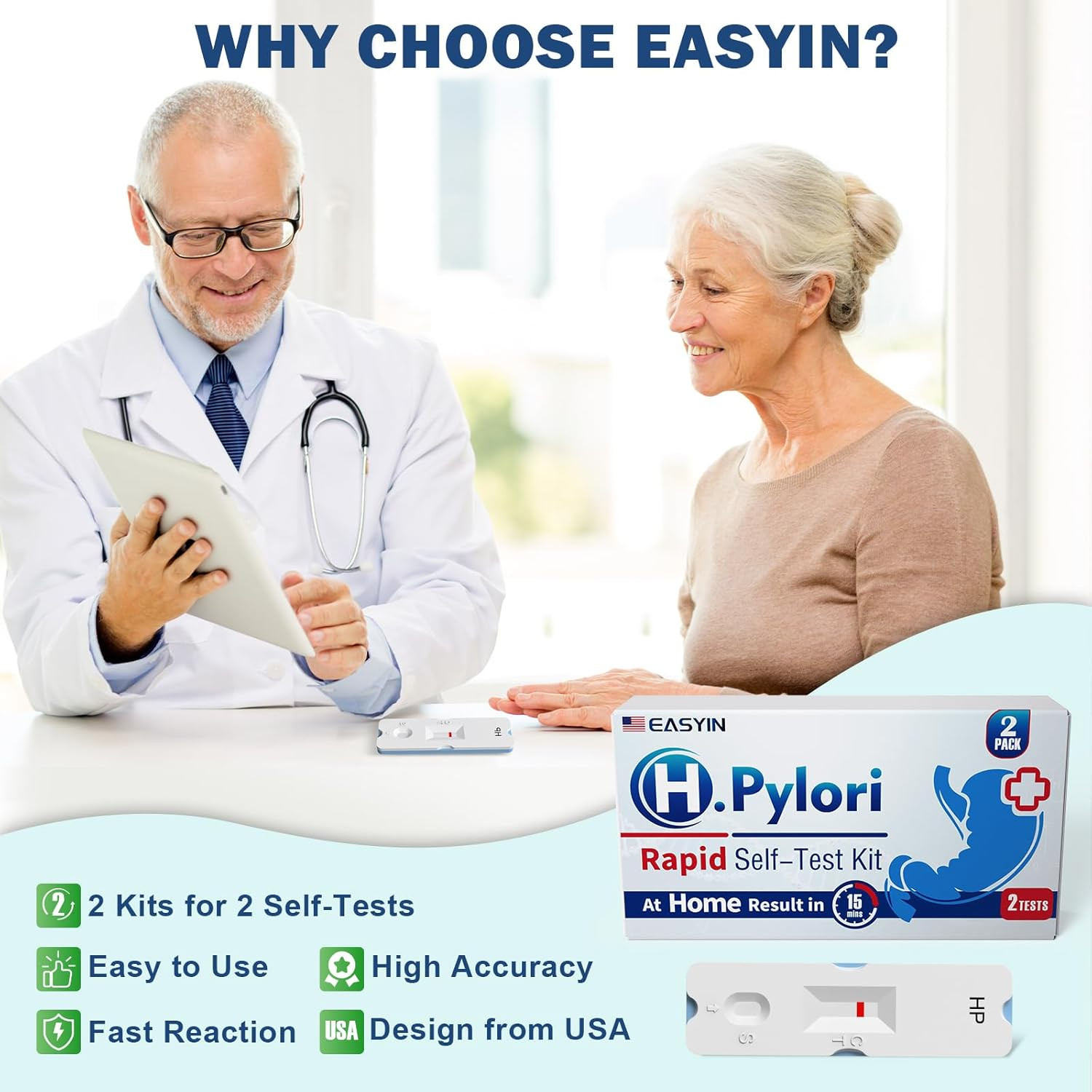 H Pylori Test Kit: 2 PCS Fast & Highly Accurate & Easy to Use & Read Helicobacte